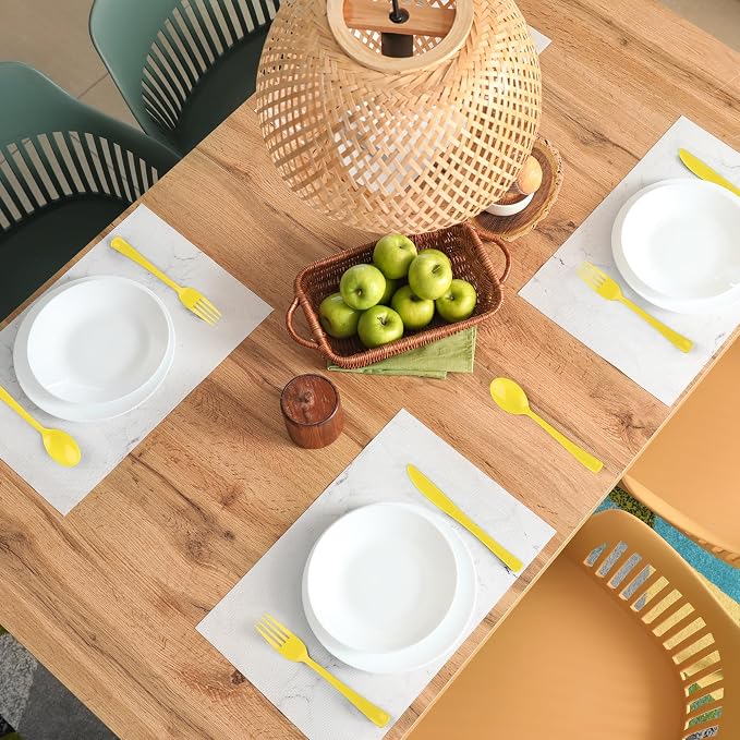 Kochorie 300 Pieces Graduation Yellow Plastic Silverware, Disposable Plastic Utensils, Heavy Duty Cutlery Set Heavyweight Flatware Includes Spoons Forks Knives for Birthday Party Wedding Dinner