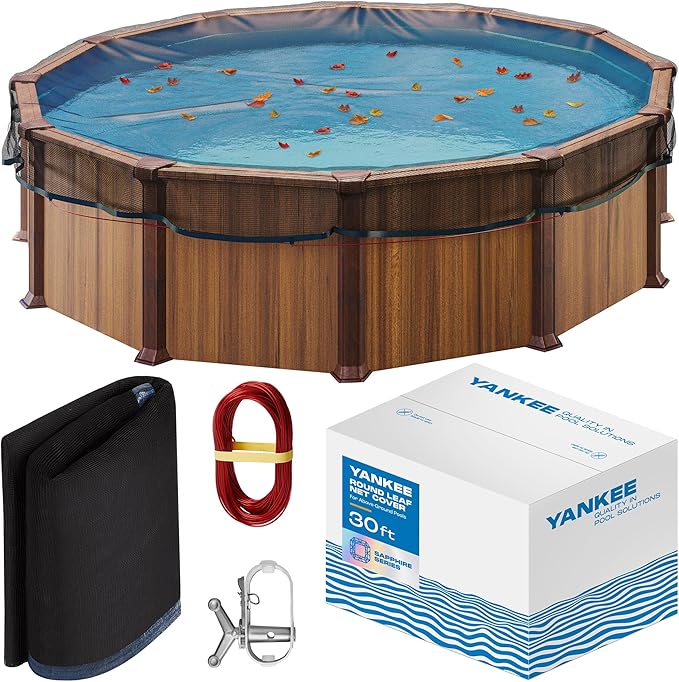 Yankee Pool Leaf Net Cover for 30 Ft. Above-Ground Round Pool - Heavy-Duty 0.15”, Net to Protect from Leaves, Debris | Leaf Catcher to Prevent Clogging
