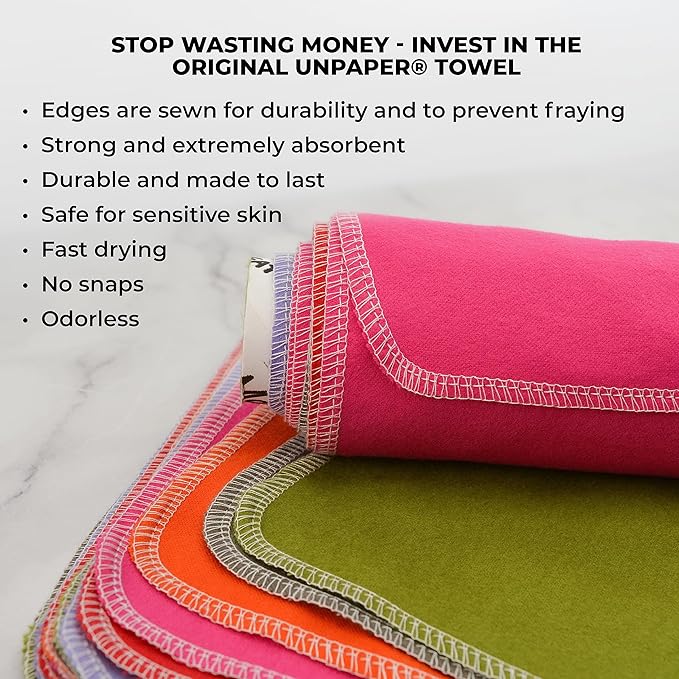 Marley's Monsters UNpaper Towels - 12 Count roll, Reusable Paperless Towels, Cotton, Tree Free (Sprout)