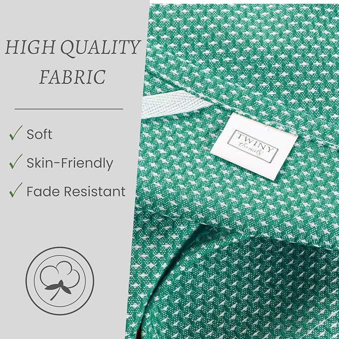 TWINY threads Set of 6 Kitchen Dish Towels, 100% Cotton, 18x28 Inches, Soft & Absorbent Wash Cloths with Hanging Loop, Quick Drying, Washable Bar Towel for Table Cleaning - Turquoise Green