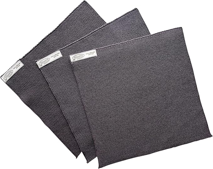 Solwang 3-Piece Danish Cotton Dishcloths in 100% Certified Organic Cotton Made in India (Dk Steel Organic Trio)