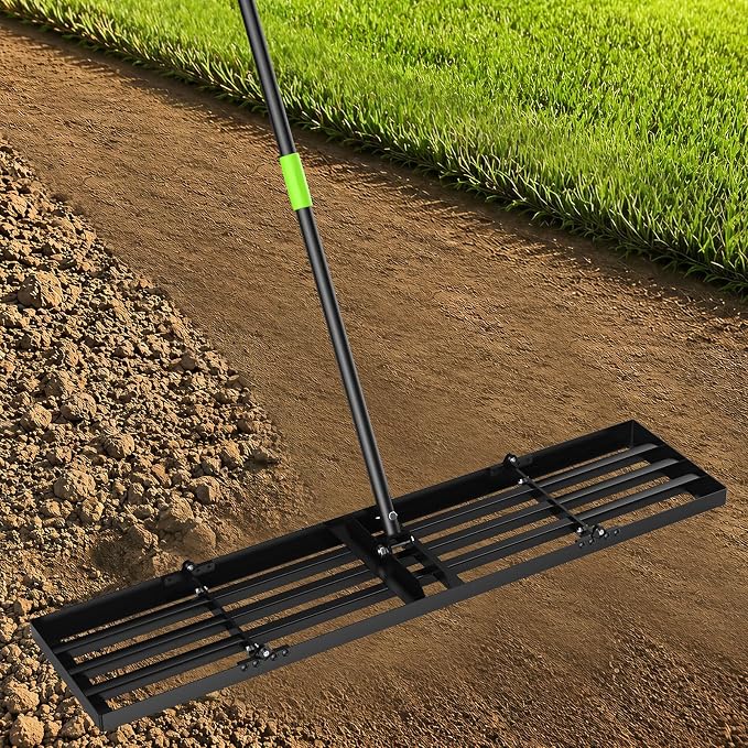 GARDTECH 36x10 Inch Lawn Leveling Rake Heavy Duty Adjustable Handle Yard Tool – Reinforced Steel Landscape Rake for Lawn Leveling, Soil Grading, Golf Course & Backyard Care