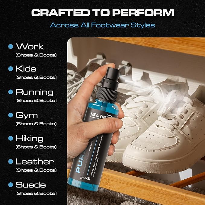 Blackline 4-in-1 Shoe Deodorizer Spray — Multipurpose Car Air Freshener, Shoe Spray for Smelly Shoes, Closets & Non-Washable Items — Residue-free, US-Made, Attacks the Source — 2-Pack (16oz)
