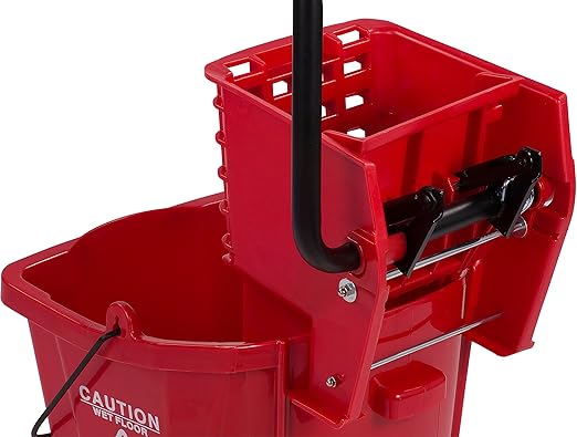 SPARTA Commercial Mop Bucket with Side Press Wringer, Floor Cleaning Essentials for Commercial and Home Use 26 Quart Capacity, 1 Count, Red