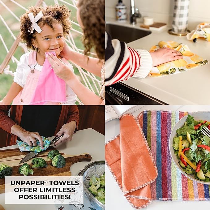 Marley's Monsters UNpaper Towels - 24 Count roll, Reusable Paper Towels, Paperless, Cotton, Tree Free (Black and White Stripe)