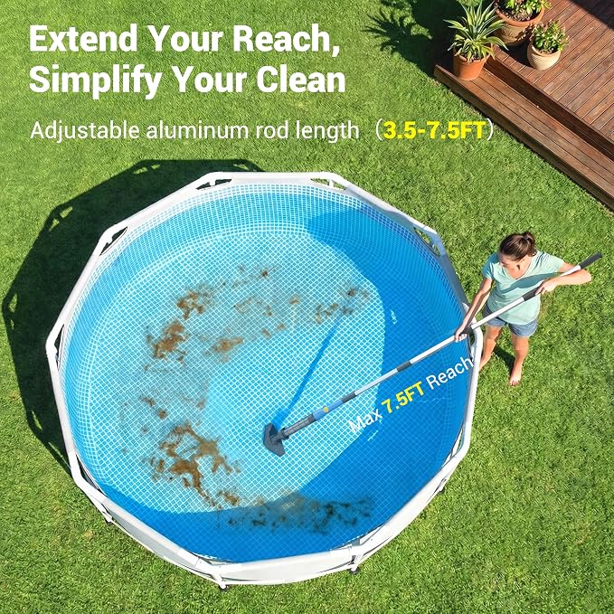 Spa Vacuum for Hot Tub, Cordless Pool Vacuum for Above Ground Pool, Lightweight Handheld Pool Cleaner with 2 Brush Heads, Rechargeable Stick Spa Cleaner (Blue)