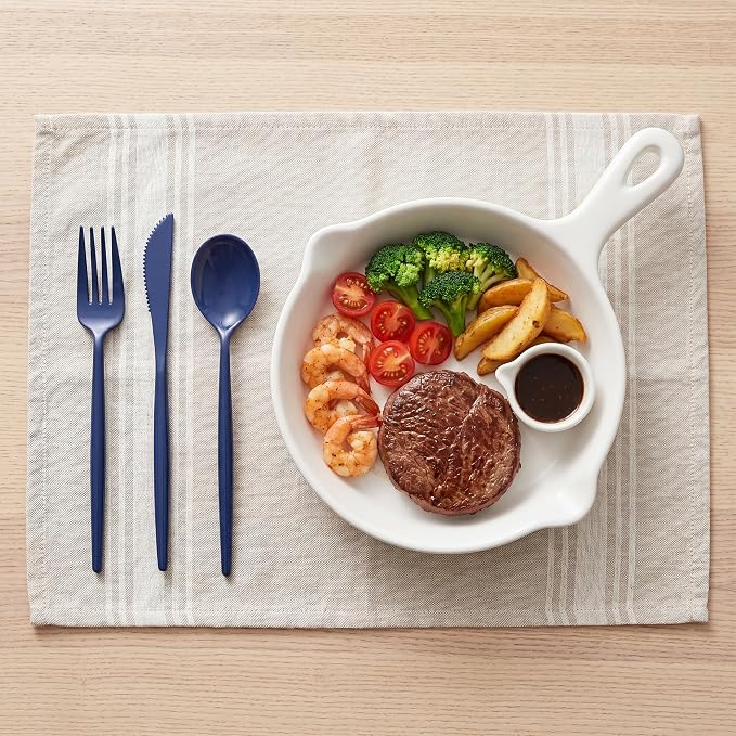 Supernal 180pcs Blue Plastic Silverware Heavy Duty Blue Party Disposable Cutlery Plastic Forks and Spoons Disposable Utensils Include 60 Forks,60 Knvies,60 Spoons for Wedding,Party or Daily Using