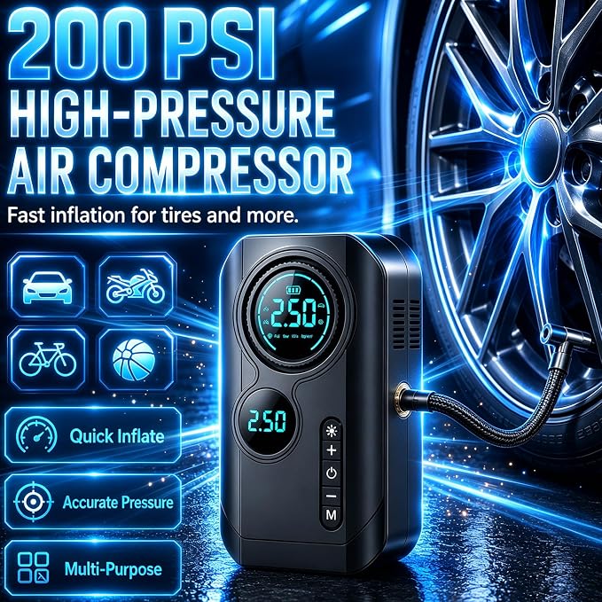9000A Jump Starter with Air Compressor 10-1 Portable Tire Inflator German Fast-Charging Power Bank Car Diesel Battery Booster for Car Owners Camping Road Trips Family Safety Gift (multipurpose use)