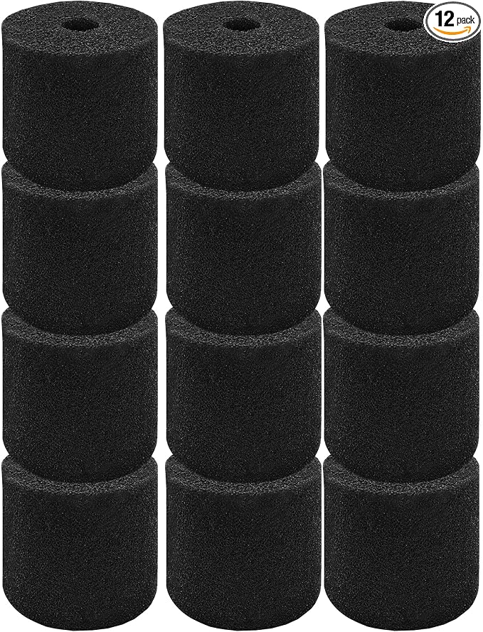 12-Pack 60 PPI Indoor Aquatics Carbon Pre-Filter Foam Part Accessory Kit, Compatible with OASE BioMaster Thermo 2 250, 350, 600 External Canister Aquarium Filters, for Freshwater & Saltwater Aquariums