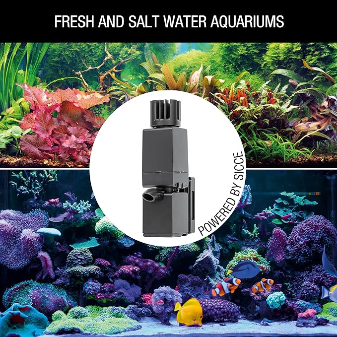 Sicce Shark MINI Aquarium Surface Skimmer 350 Plus up to 90 Gallon Aquariums | 90 GPH Flow Rate Efficient Debris Oil Film Removal Freshwater & Saltwater