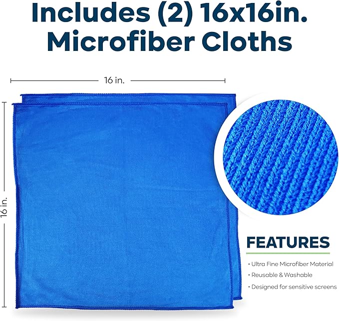 KIC CrystalVu Screen Cleaner Spray Kit with Microfiber Cleaning Cloth – Streak-Free for TV, Phone, Laptop, Monitor & Tablet – NSF Certified Safe Formula – 2 Reusable Microfiber Towels - 32oz