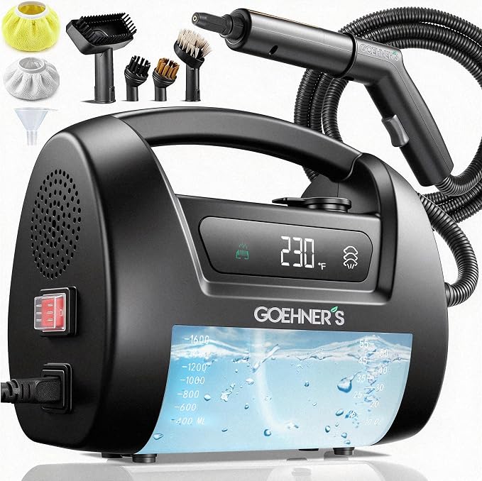 2026 Upgraded Handheld Steam Cleaner, 230°F/3.5 Bar High-Pressure Portable Hand Held Steamer for Home & Car, 30s Heat-Up, Chemical-Free Deep Cleaning for Kitchen, Bathroom, Grout (Black)