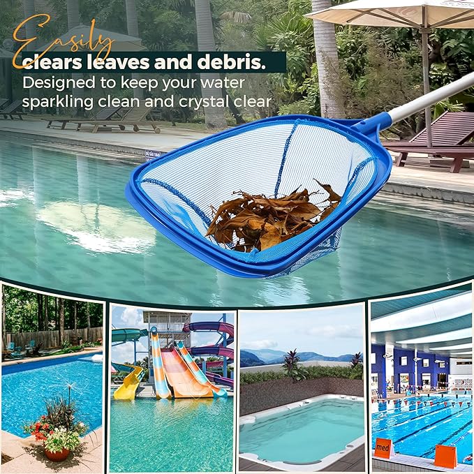 Football Hot Tub Scum Absorber 2 Pack with Pool Net Skimmer – Floating Spa Hot Tub Scum Sponge for Oils & Surface Debris, Reusable Scum Sponge for Hot Tub, Complete Hot Tub Accessories Set