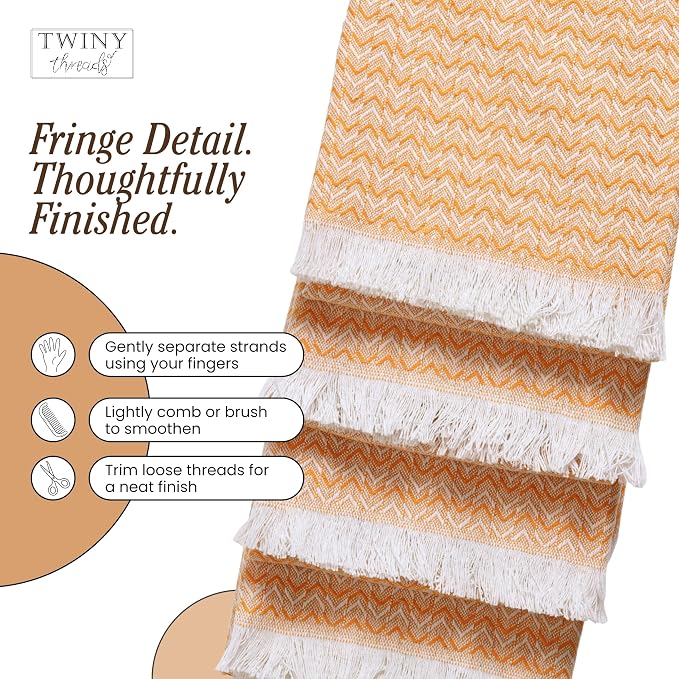 TWINY threads Kitchen Towel Chevron Design, Premium Large Kitchen Linen Set, 100% Cotton Dish Rags, Absorbent Quick Drying Wash Rags for Drying Dishes, Reusable, Set of 12, 16x26 Inch, Mustard Yellow