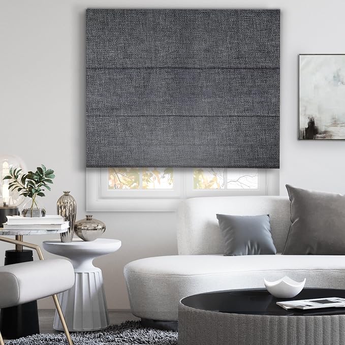 Chicology Cordless Roman Window Shade, Lexington Pebble, 39" W x 72" H | Cordless Child-Safe, Room Darkening UV, Inside/Outside Mount, True-to-Size No Cut, Rich Textured Fabric, Spot-Clean Care Only