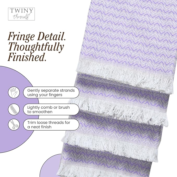 TWINY threads Kitchen Towel Chevron Pattern, Premium Large Kitchen Linen Set, 100% Cotton Wash Rags, Absorbent Quick Drying Cloths, Washable Reusable Multi Purpose, Set of 4, 16x26 Inches, Lavender