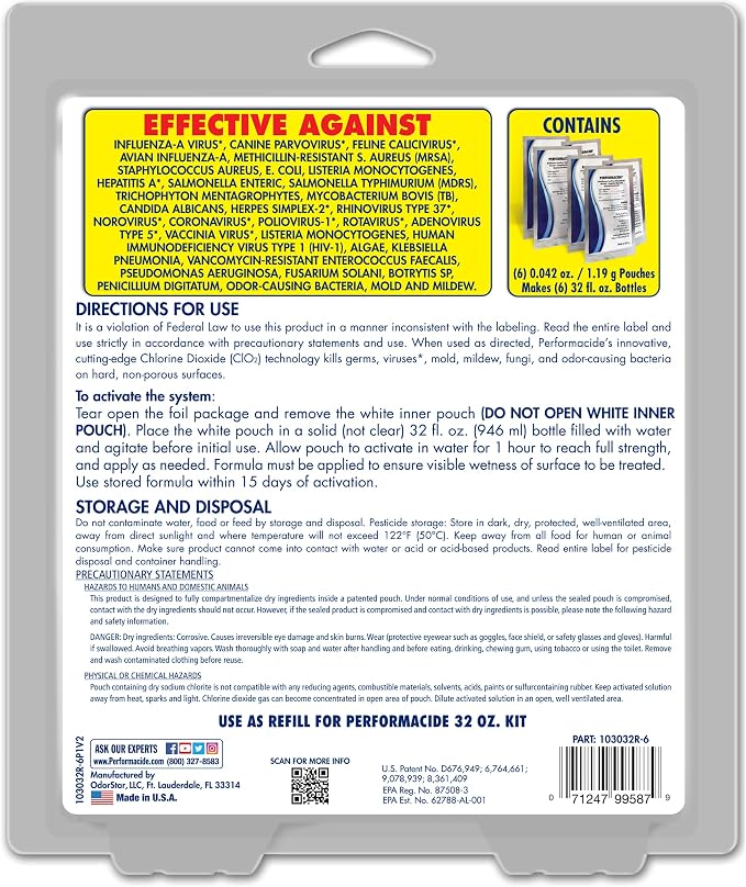 STAR BRITE Performacide 32 oz. Refill (6-Pack) – Kills Parvo Virus, Ideal for Veterinary Hospitals & Kennels