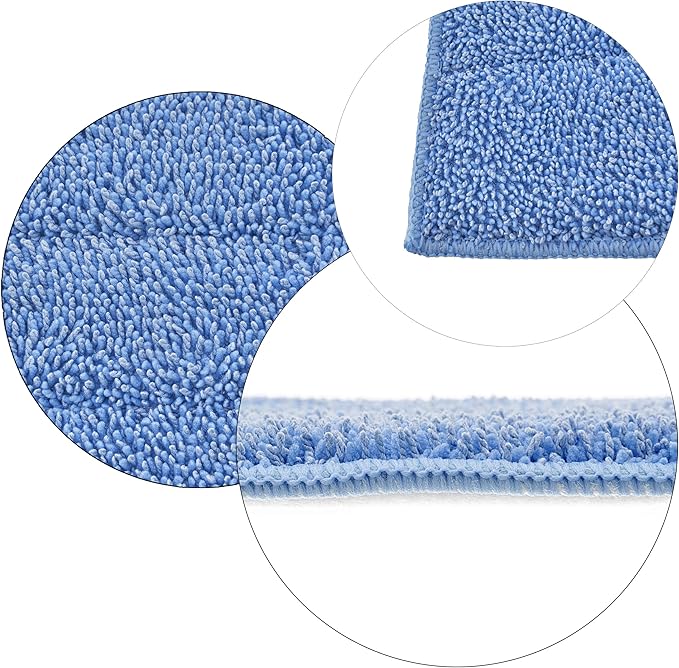 Superio Microfiber Mop Pads Washable Microfiber Refill for Superio Miracle Mop, Microfiber Mop Replacement Head with Velcro, 16 Inch Blue Mop Refill for Flat, Spray Mop Set, 12 Pack