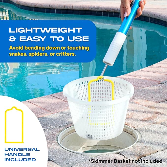 Skimmie Pro (Short Version) 22.5” Pool Skimmer: Lightweight, Fine Mesh Net, & Stainless Steel Hook – Ideal for In-Ground/Above-Ground Pools, Fountains, Ponds, Hot Tubs, & Cold Plunges