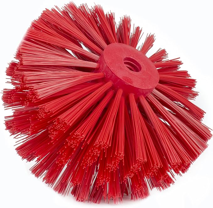 SPARTA Industrial Tank Brush Head Pipe Brush Head, Drain Brush with 3/4" Thread Hole (Handle Not Included) for Commercial Use, Plastic, 5.9 Inches, Red