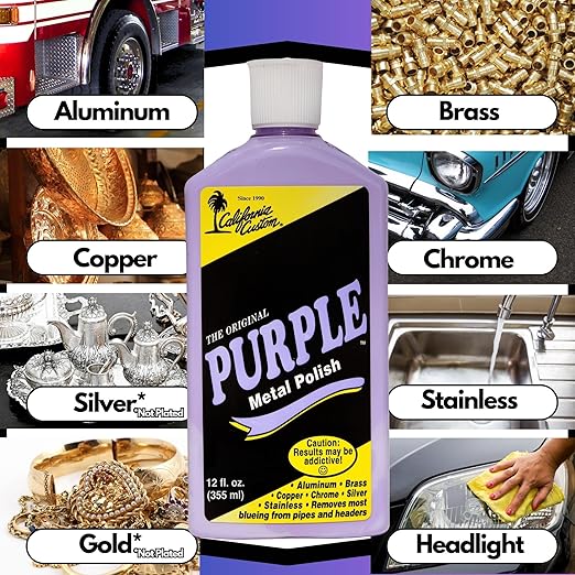 CALIFORNIA CUSTOM Products – The Original Purple Metal Polish, No Silicone, Body Shop Safe, Great for Aluminum, Brass, Copper, Chrome, Silver, Stainless and Gold, Made in The USA (6)