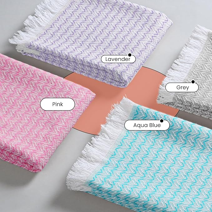 TWINY threads Kitchen Towel Chevron Weave 12 Pack Assorted Colors, Premium 100% Cotton Kitchen Linen Set, Quick Drying Absorbent Dish Rags, Washable Reusable Multi Purpose for Drying Dishes, 16"x26"