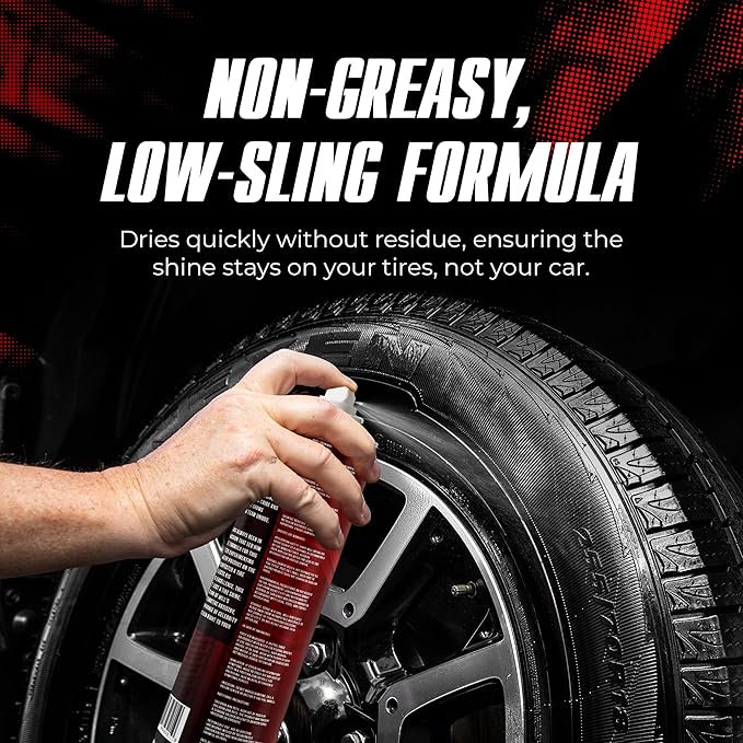 TEAM UNIQUE Tire Shine Gloss – 18.6 fl oz (Pack of 6) | High-Gloss Tire Shine Spray | UV Protection Against Cracking & Fading | Non-Greasy, Low-Sling Formula for Cars, Trucks & SUVs