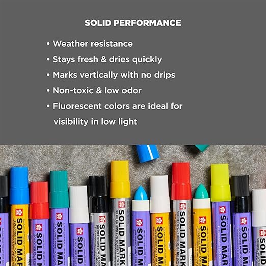 Sakura Solid Paint Markers - Permanent Marker Pens - Window, Wood & Glass Marker - Fluorescent Orange Paint - 12 Pack