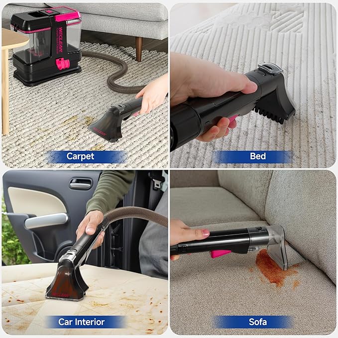 Portable Carpet Cleaner Upholstery Deep Cleaner, Deep Cleaning for Carpet,Car Couch, with Deep Cleaning Solution,Blackpink