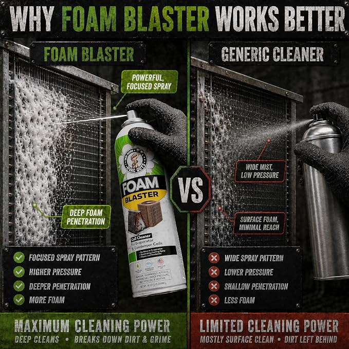 Leak Saver Foam Blaster AC Coil Cleaner Foam Spray | HVAC Coil Cleaner for AC Unit | Professional Deep-Penetrating Formula for Evaporator (No Rinse) & Condenser (Light Rinse)
