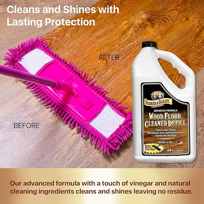 Parker & Bailey Floor Cleaning Kit – Wood Floor Cleaner 64oz & 22oz + Tile & Stone Cleaner 32oz – Hardwood, Laminate, Marble, Granite, Quartz Surface Care Set