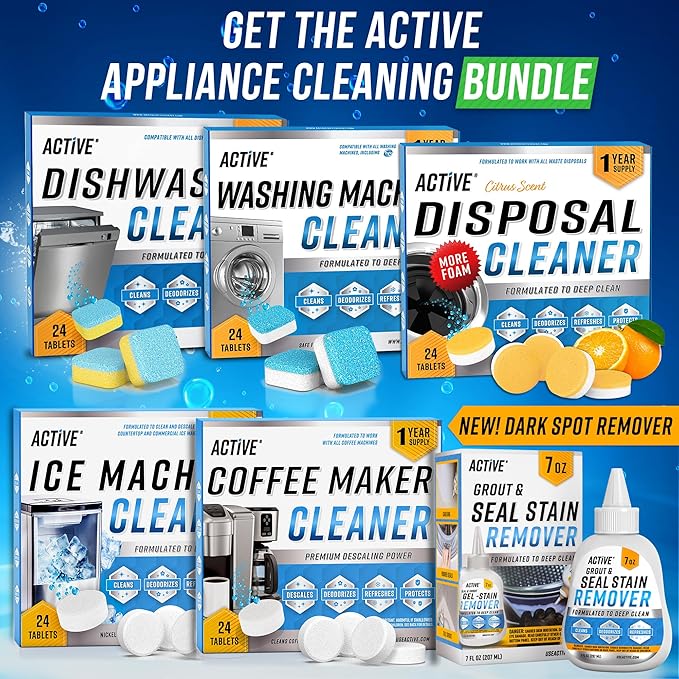 ACTIVE Washing Machine Cleaner for Pet Owners and Dishwasher Cleaner - Includes 24ct Pet Washer Cleaning Tablets and 24pk Dishwasher Cleaning Tabs