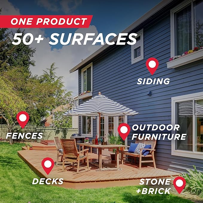 30 Seconds Outdoor Cleaner | Cleans Moss Stains from House, Vinyl Siding, Deck, Patio, Fence - 3 Capped Bottles, 1 Hose End Spray Attachment (64 Fl Oz (Pack of 3)