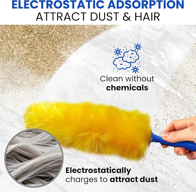 US Duster Company Static Duster - 23-inch Electrostatic Dusters - Long and Flexible Static Feather Duster - Soft Nylon Fibers - Long Duster for Home Cleaning - Attracts Dust Like a Magnet 2 Pack