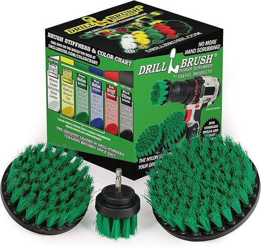 Kitchen Cleaning Supplies Set - Tile Electric Spin Scrubber - Stainless Steel Cleaner for Stove, Sink, and Oven - Household Cleaning Tools - Green Medium Stiffness Nylon Brush - Cast Iron Scrubber