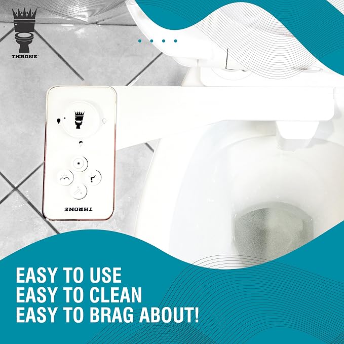 Throne Bidet Attachment for Toilet – USA Patented - Non-Electric Self Cleaning Cold Water Sprayer Double Nozzle (Frontal & Rear Wash) Bidet Toilet Seat Attachment, Easy Install (White)