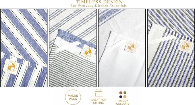 Pack of 12 Cotton Kitchen Towels Set, Dish Towels, Cleaning Rags, Kitchen Dish Cloths for Washing Dishes, Cotton Cleaning Cloths, Ultra Soft, Lightweight & Quick Dry, Flat Weave, 28"x18", Denim & Gray