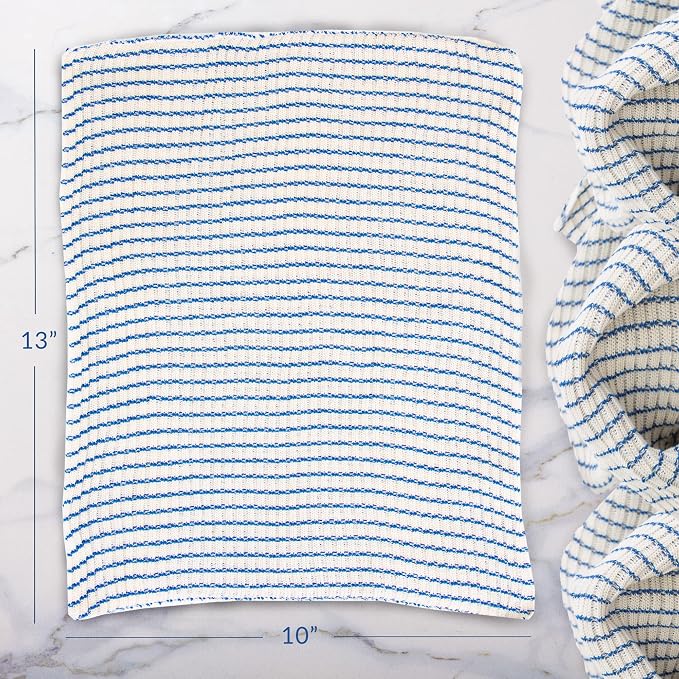 World's Best Kitchen Dish Cloths - Set of 12 Blue Dishcloths for Washing Dishes - Absorbent Poly Cotton Waffle Weave Dish Rags, Made in USA