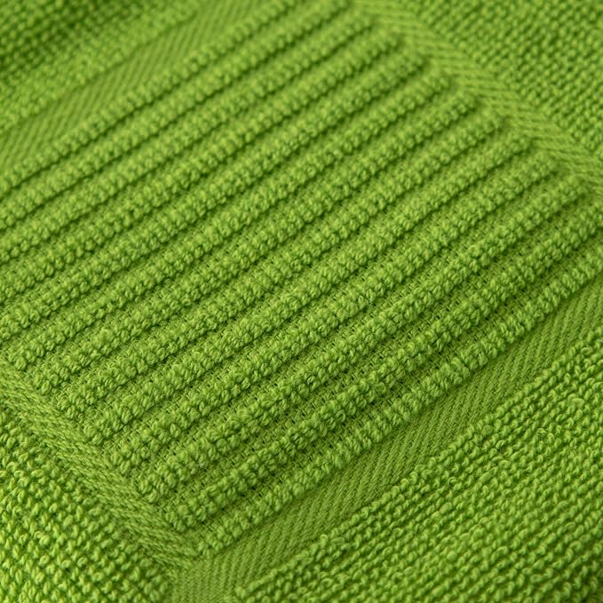 T-Fal Solid & Checked Parquet Kitchen Towels: Highly Absorbent, Super Soft Long Lasting - 100% Cotton, 16"x26" Dish Towels for Cleaning & Drying Dishes, Pans, Glassware, Countertops, 2-Pack, Green