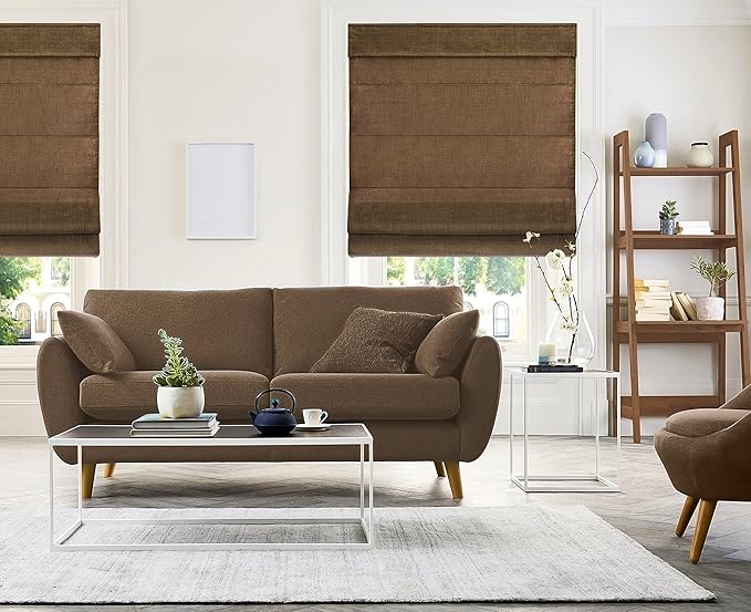 Chicology Cordless Roman Window Shade, Belgian Chocolate, 47"W x 64"H | Cordless Child-Safe, Room Darkening UV, Inside/Outside Mount, True-to-Size No Cut, Rich Textured Fabric, Spot-Clean Care Only