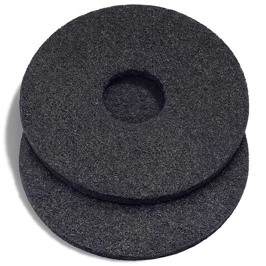 Teenyyou 2 Pcs 17" Black Scrubbing Pads Commercial Cleaning Orbiter Pads-Maintenance Non Woven for Floor Buffer Machine