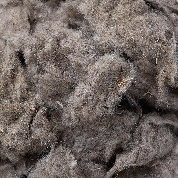 1 lb Wool Stuffing raw Washed Sheep Short Natural Fiber noil w/Debris for Filling Pillow Cushion Toys Dryer Balls Dolls Felting Batting Blending Needle Crafts core Wool Insulation. Gray