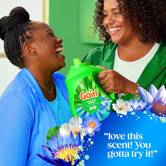 Gain Liquid Laundry Detergent with Odor Defense, Waterfall Delight Scent, Laundry Soap For HE Washing Machines, 177 fl oz, 134 Loads (Packaging May Vary)