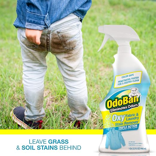 OdoBan Ready-to-Use Oxy Fabric and Laundry Stain Remover, Triple Action Stain Eliminator, 6-Pack, 32 Ounce Spray Each