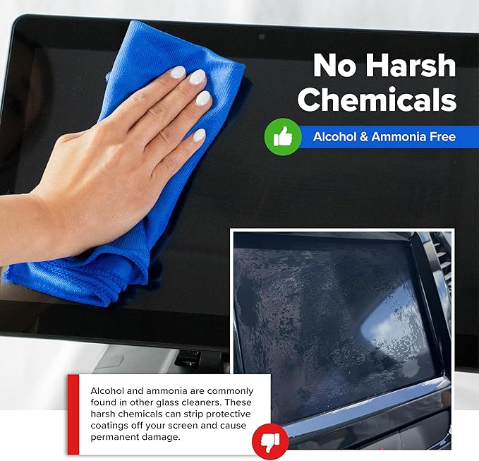 KIC CrystalVu Screen Cleaner Spray Kit with Microfiber Cleaning Cloth – Streak-Free for TV, Phone, Laptop, Monitor & Tablet – NSF Certified Safe Formula – 1 Reusable Microfiber Towel - 16oz
