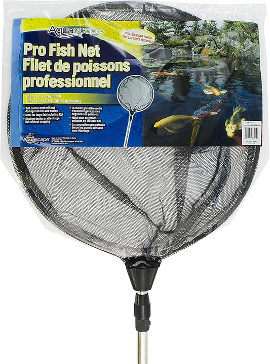 Aquascape Pro Fish Net Round with Black Soft Netting with Extendable Handle for Pond Water Feature | Large