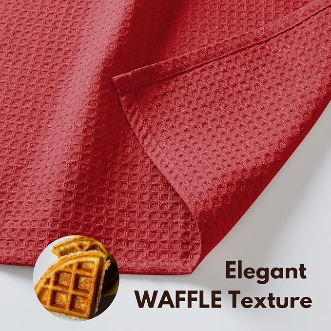 Native Fab 6 Pack Waffle Dish Cloths - 100% Cotton, Absorbent, Quick Drying & Soft Towels for Cleaning, Cooking & Baking - Ideal for Home, Restaurants & Cafes - 12x12 Inches - Red