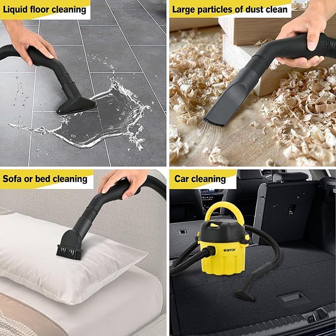 Wet/Dry Vacuum Cleaner, 3-in-1 Portable Workshop Vacuum Cleaner, Lightweight 3-Gallon Wet/Dry Vacuum Cleaner, with Blower Function and Wall-Mount Design, Suitable for All Floor Types.(Low)