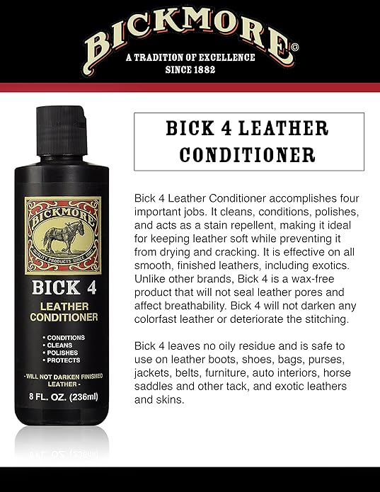 Leather Boot Care Kit - Bick 1 Cleaner, Bick 4 Conditioner, Gard-More Water Repellent Spray & Cloth - Made in USA - Shoe Care Set for Cowboy Boots, Work Boots, Furniture, Bags, Purses, Jackets, & Tack