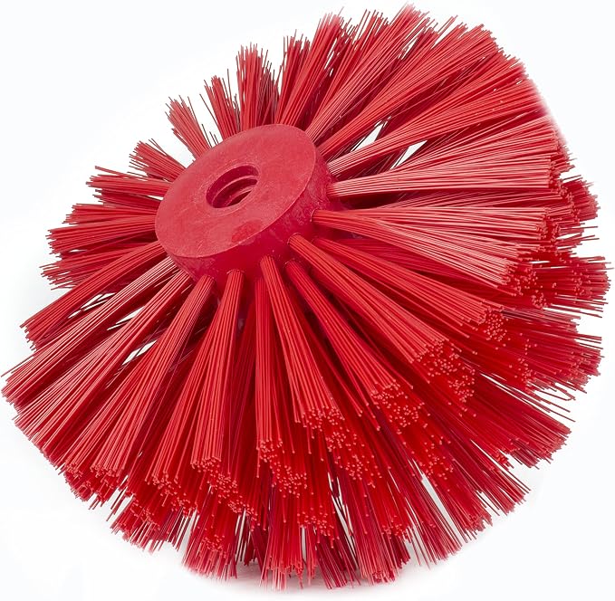 SPARTA Industrial Tank Brush Head Pipe Brush Head, Drain Brush with 3/4" Thread Hole (Handle Not Included) for Commercial Use, Plastic, 5.9 Inches, Red